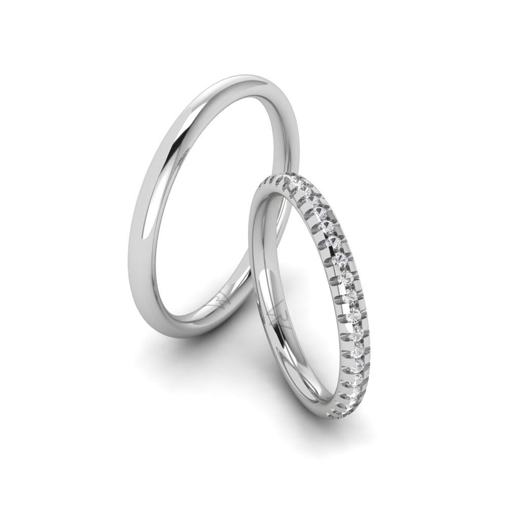 Eheringe mit Steinen Serenityrose Weißgold Dalloz-Kristall