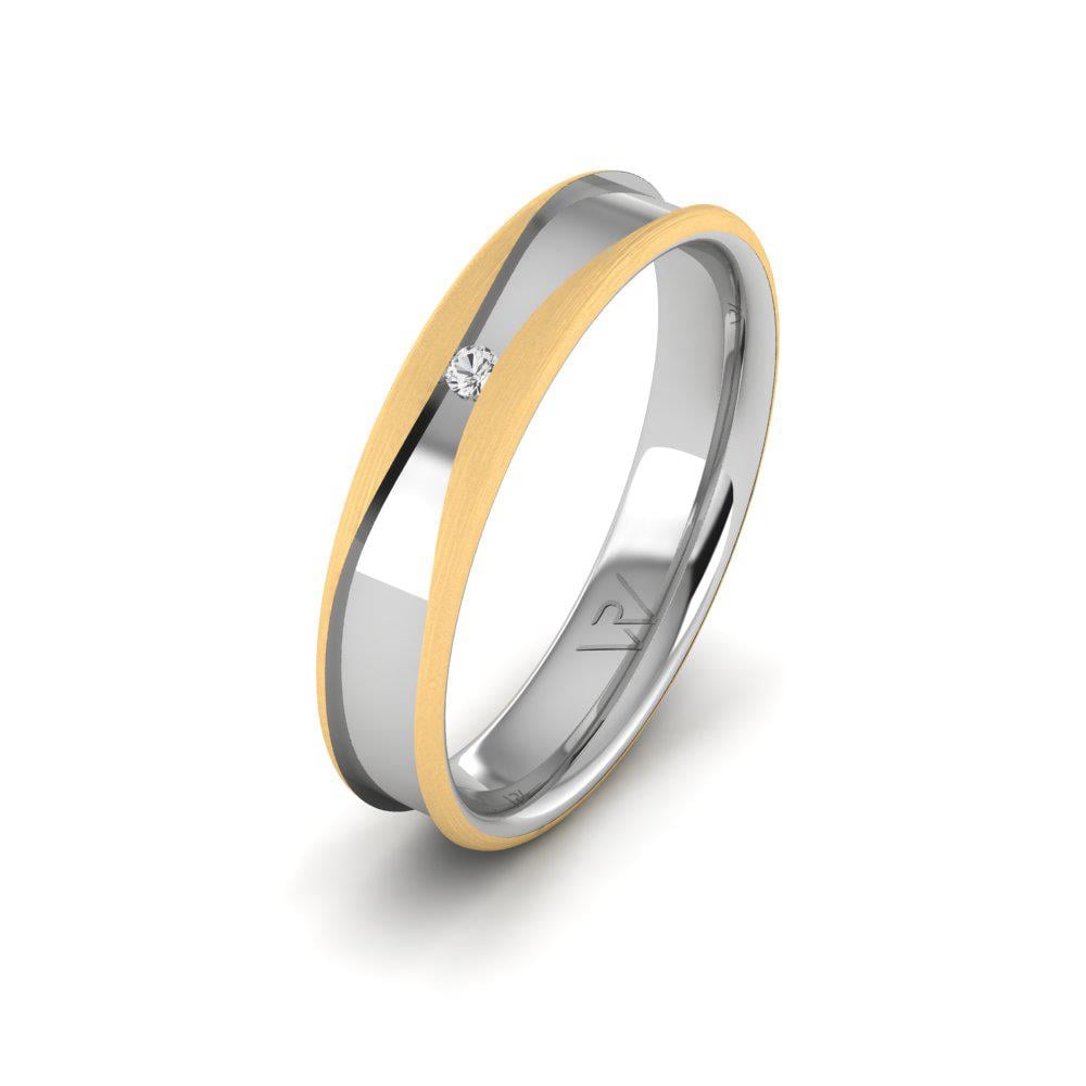 Eheringe mit Steinen für Damen, Shimmerix-Weißgold und gelber Dalloz-Kristall