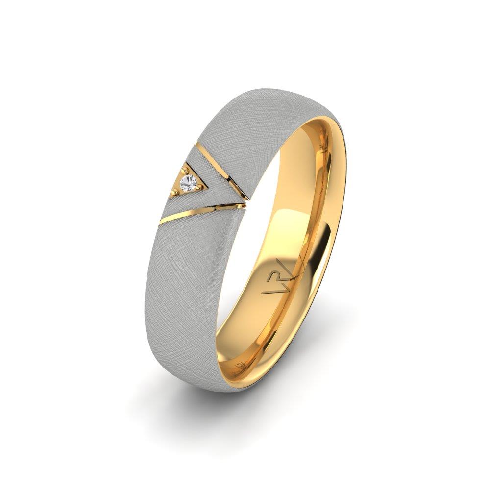 Eheringe mit Steinen für Damen, Shineify-Gelbgold und weißer Dalloz-Kristall