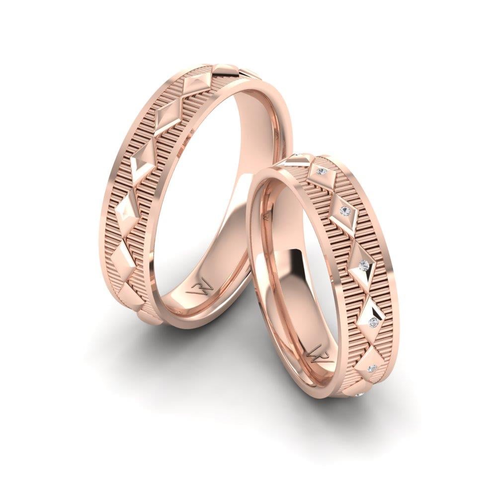 Eheringe mit Sparklust-Steinen, roségoldenem Dalloz-Kristall