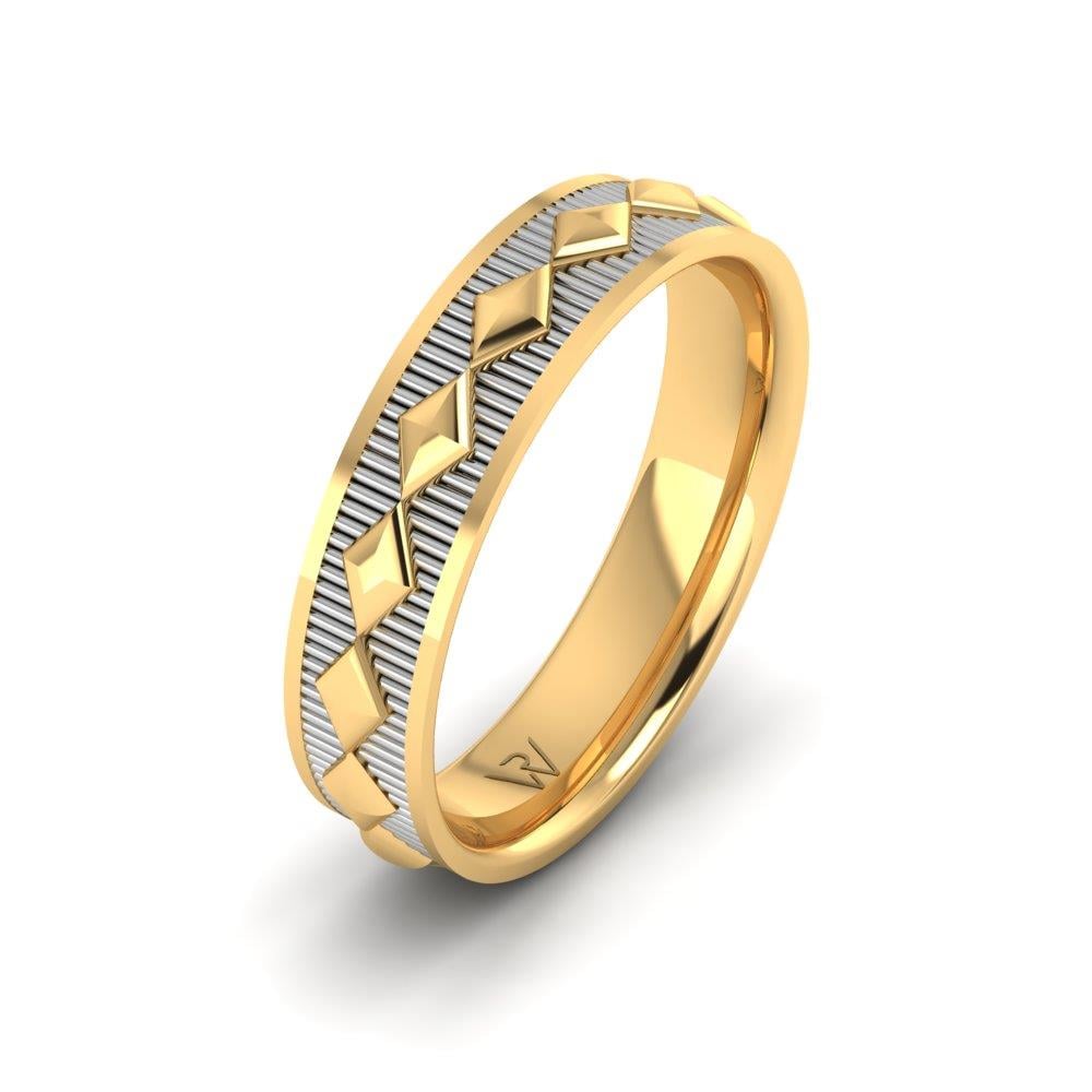Moderne Eheringe für Herren Sparklust Gelbgold und Weiß 