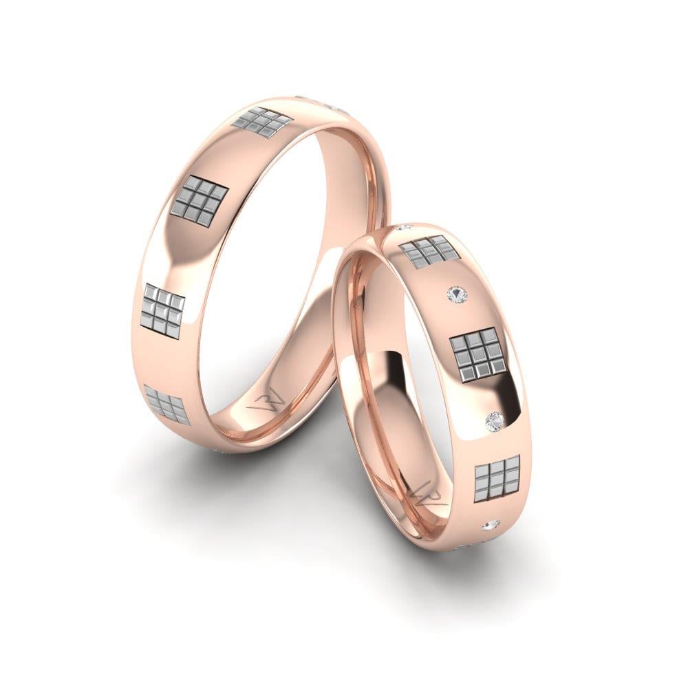 Eheringe mit Togethera-Steinen aus Roségold und weißen Dalloz-Kristallen