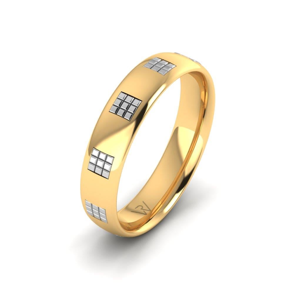 Moderne Eheringe für Männer Togethera aus Gelbgold und Weiß 