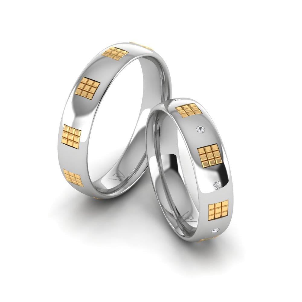 Eheringe mit Steinen Togethera aus Weißgold und gelbem Kristall von Dalloz