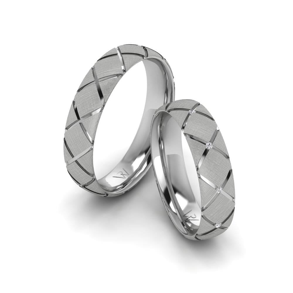 Twinklefy Paar silberne Eheringe mit Dalloz-Kristall