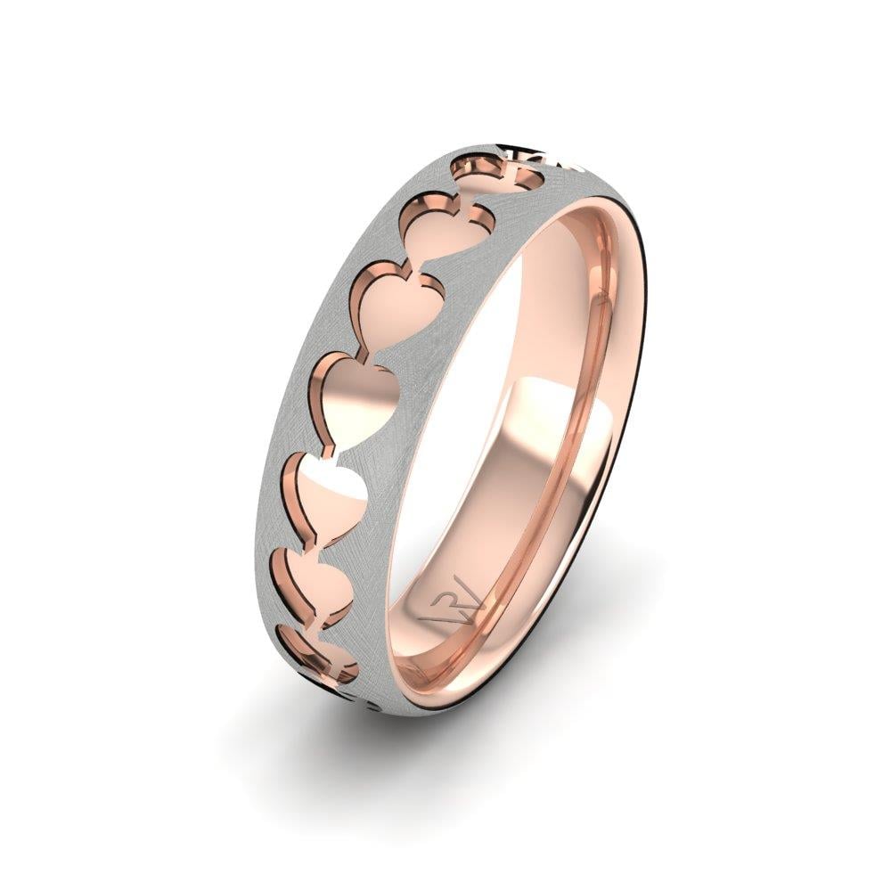 Moderne Eheringe für Damen Unitywave Weiß- und Roségold 