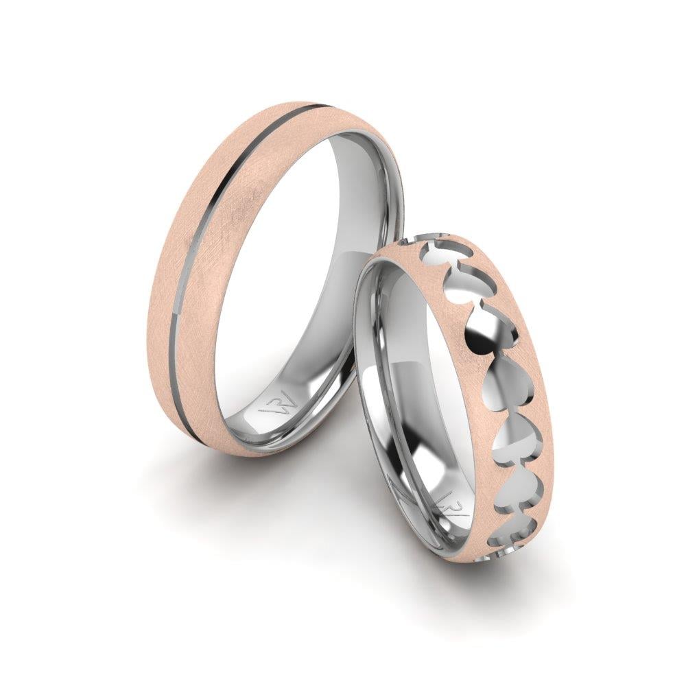 Moderne Eheringe Unitywave Weiß- und Roségold 
