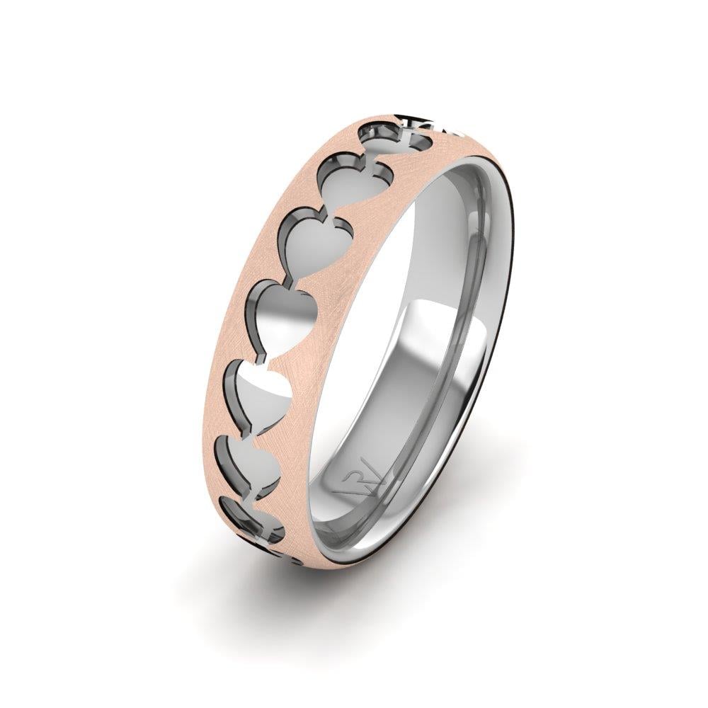 Moderne Eheringe für Damen Unitywave Roségold und Weiß 