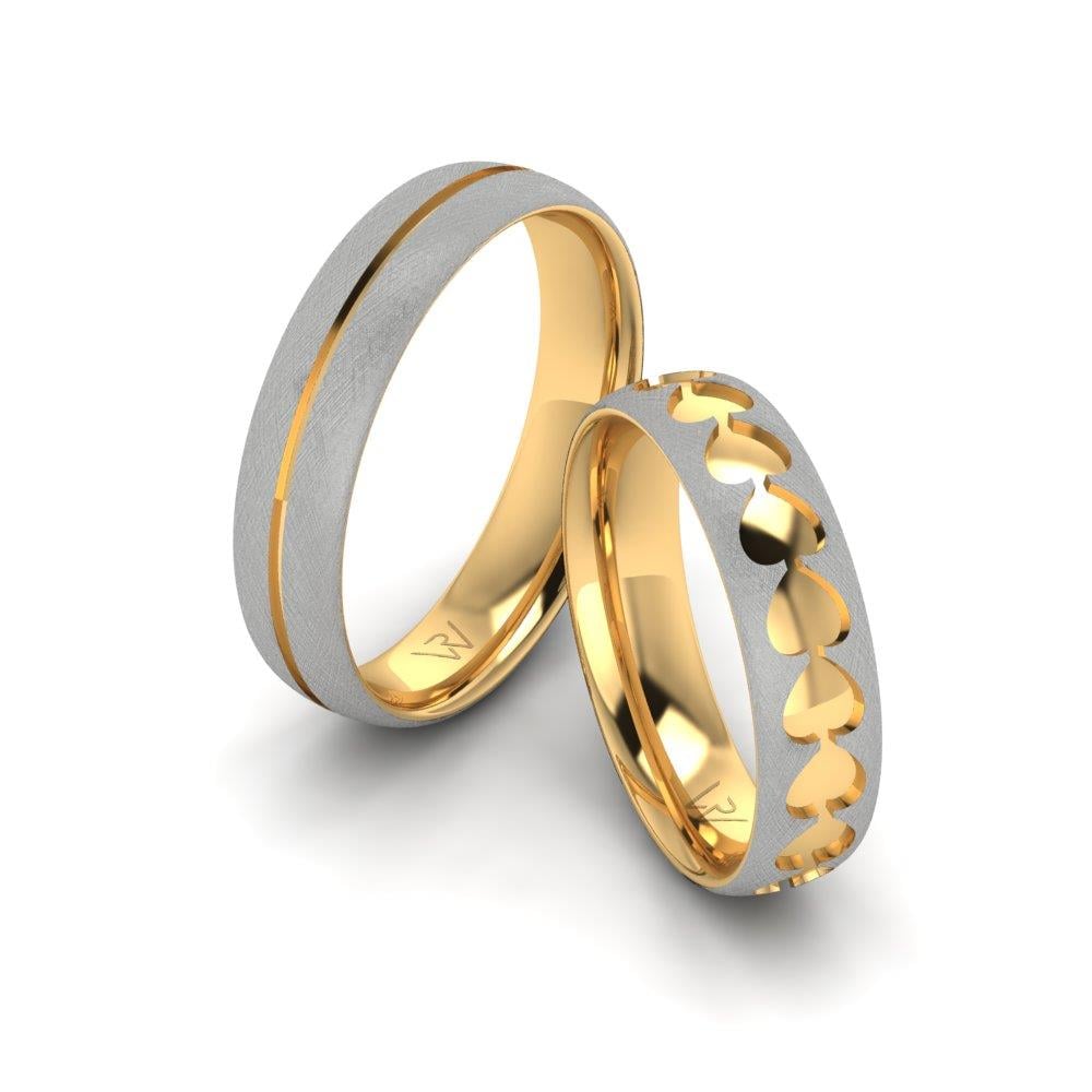 Moderne Eheringe Unitywave Gelbgold und Weiß 