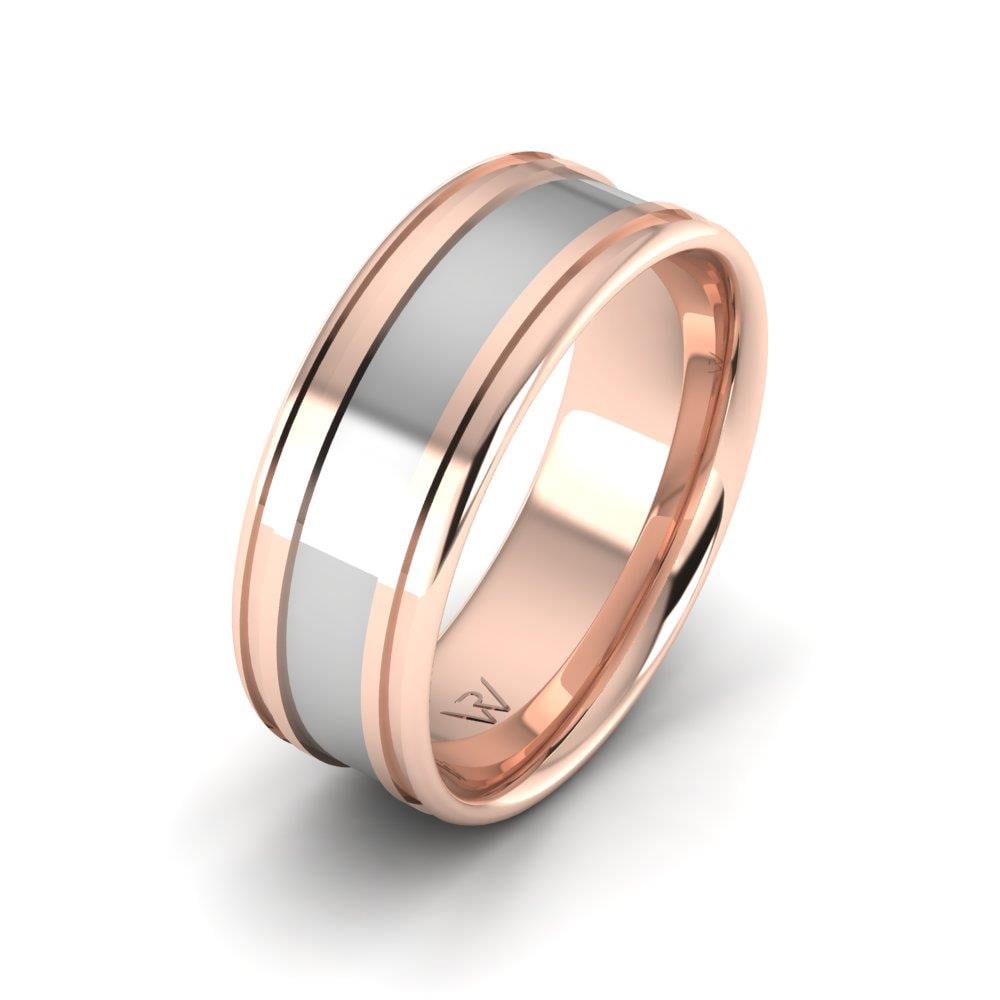 Moderne Eheringe für Männer von Weddingwave in Roségold und Weiß 
