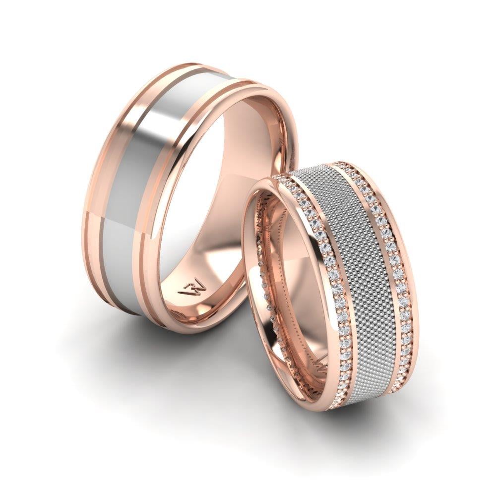 Weddingwave Weddingwave Eheringe aus Roségold und weißem Kristall von Dalloz