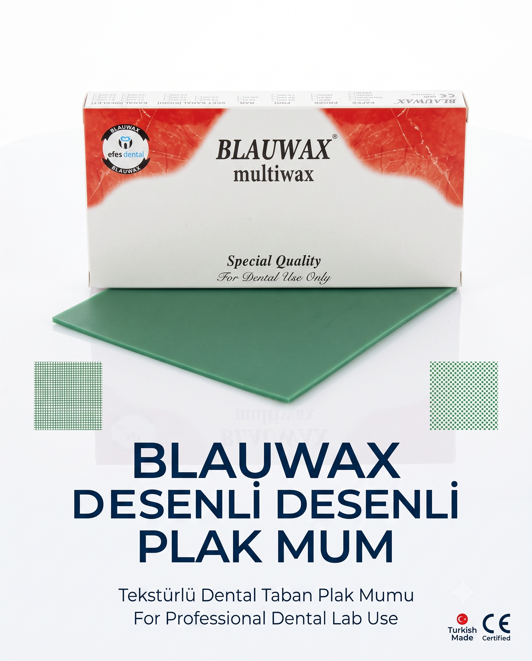 Blauwax Desenli Plak Mum (Multiwax) - Dental Laboratuvar Modelaj Mumu  10 Adet.