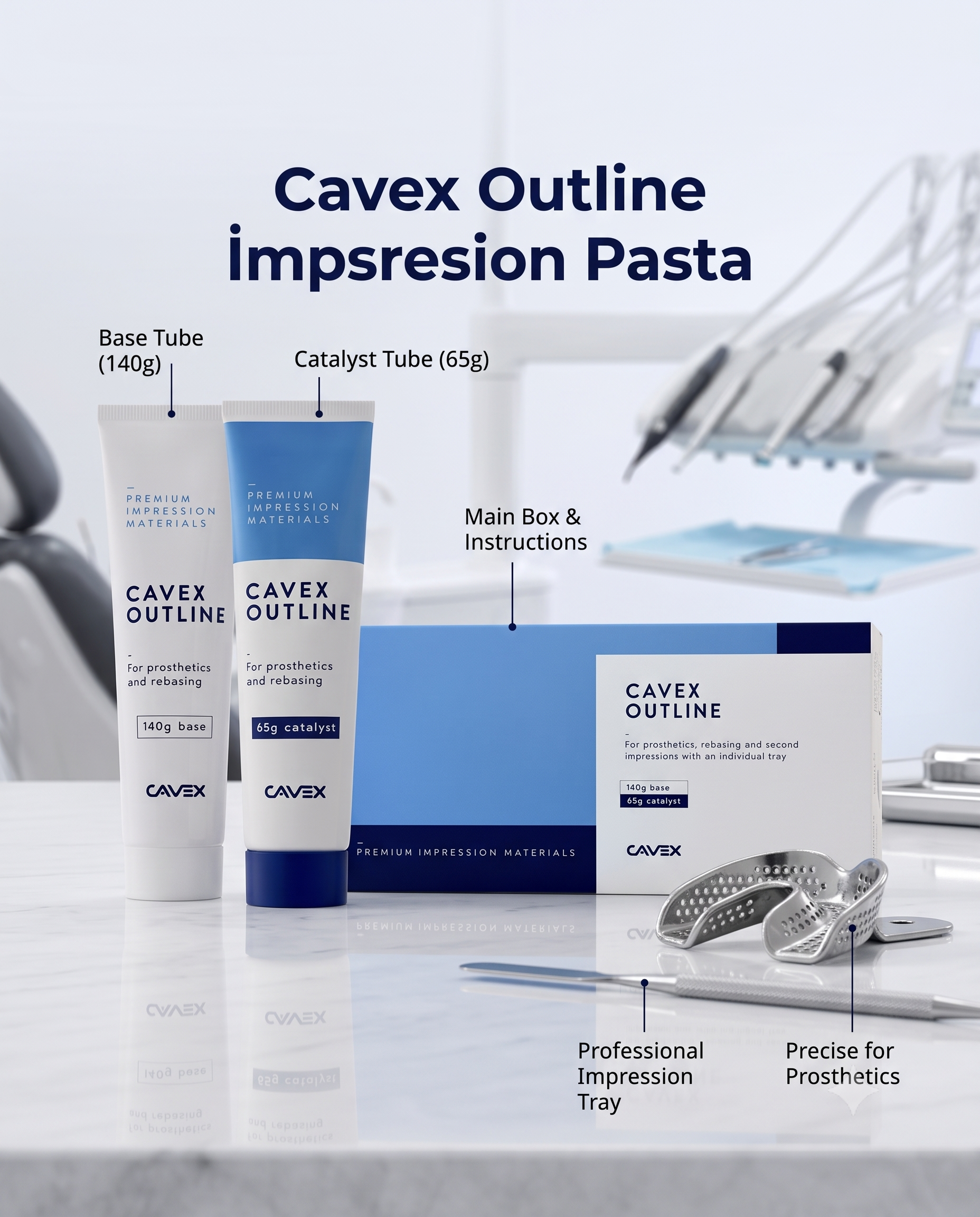 Cavex Outline Ölçü Pastası - Çinko Oksit Öjenolsüz Ölçü Maddesi (140g + 65g)CAVEXCavex Outline Ölçü Pastası Fiyatı | Öjenolsüz Ölçü Maddesi