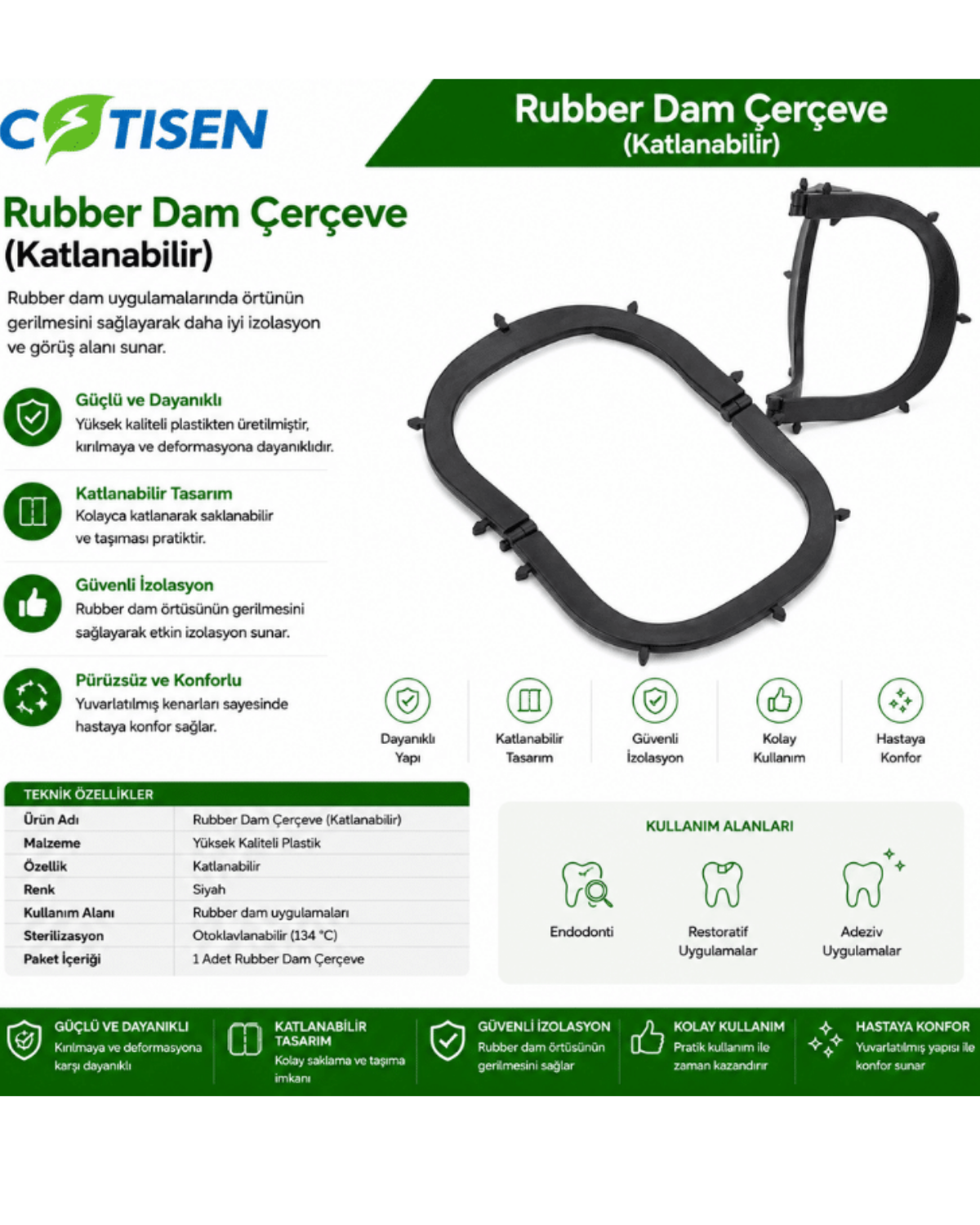 Cotisen Rubber Dam Çerçeve - KatlanabilirCOTİSEN