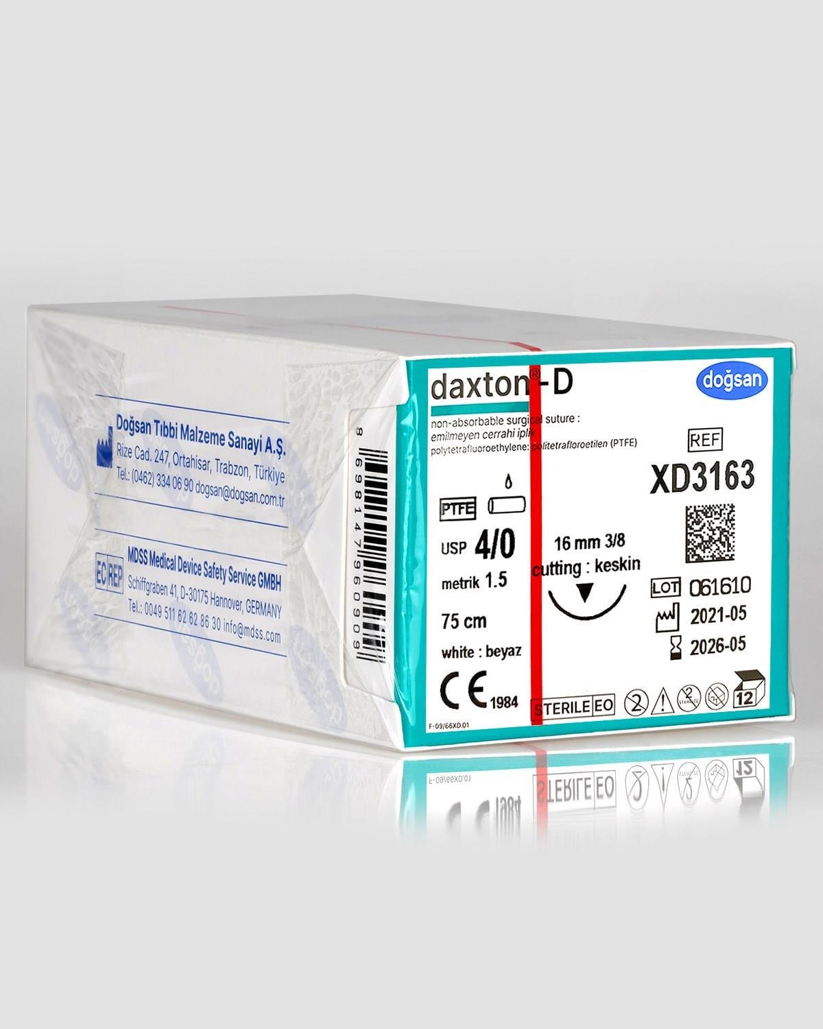 Doğsan Daxton-D Sütür 4/0 16 3/8 Keskin(▼),75cm 