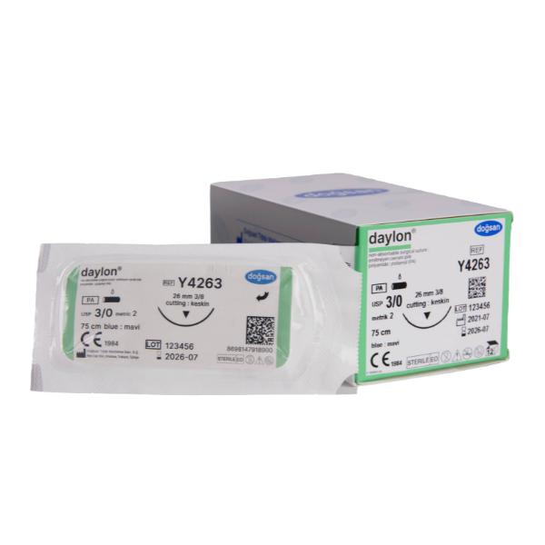 Doğsan Daylon Sütur 2/0 26 3/8 Keskin(▼),75cm