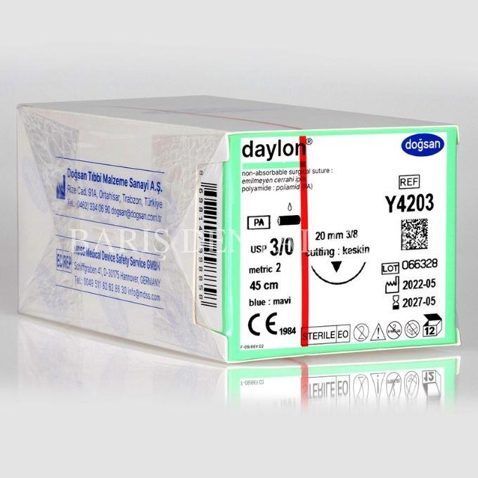 Doğsan Daylon Sütur 3/0 20 3/8 Keskin(▼),45cm