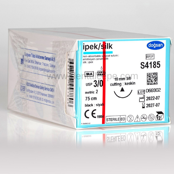 Doğsan İpek/silk Sütur 3/0 18 3/8 Keskin(Δ),75cm 12 Ad/PK.