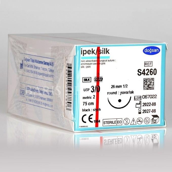 Doğsan İpek/Silk Sütur 3/0 26 1/2 Yuvarlak,75cm