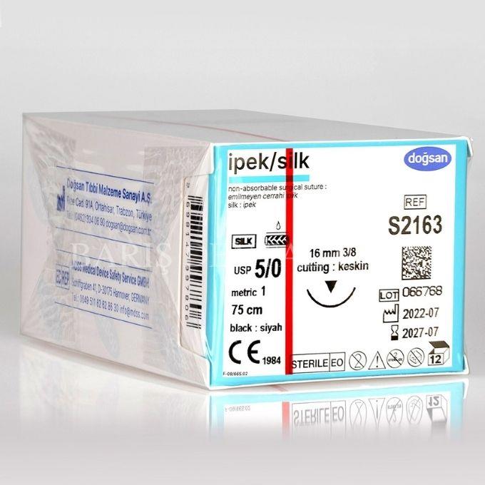 Doğsan Ipek/Silk Sütur 5/0 16 3/8 Keskin(▼),75cm