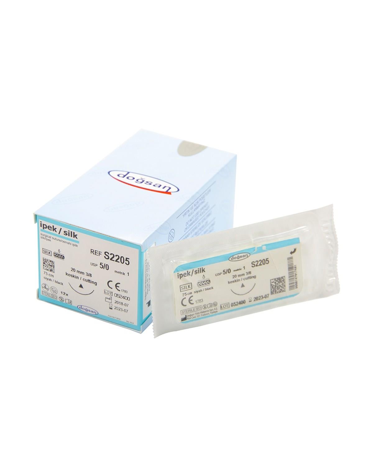 Doğsan İpek/Sütur 5/0 20 3/8  Düz Keskin(Δ),75cm