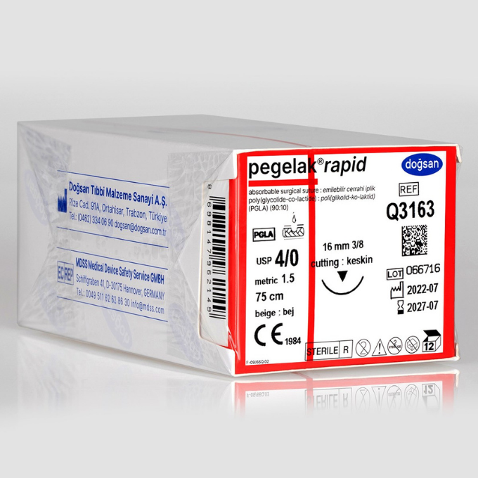 Doğsan Pegelak Rapid Sütur 4/0 16 3/8 Keskin▼,75cm