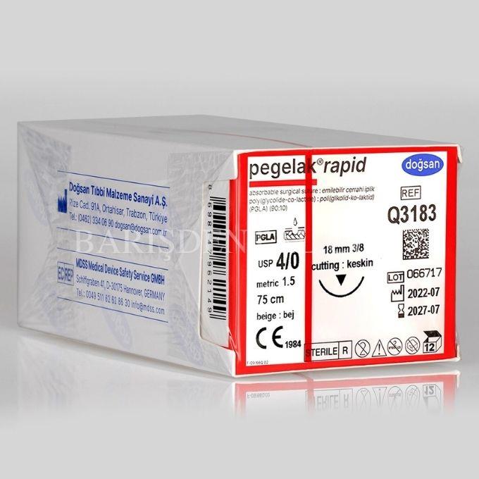 Doğsan Pegelak Rapid Sütur 4/0 18 3/8 Keskin(▼),75cm
