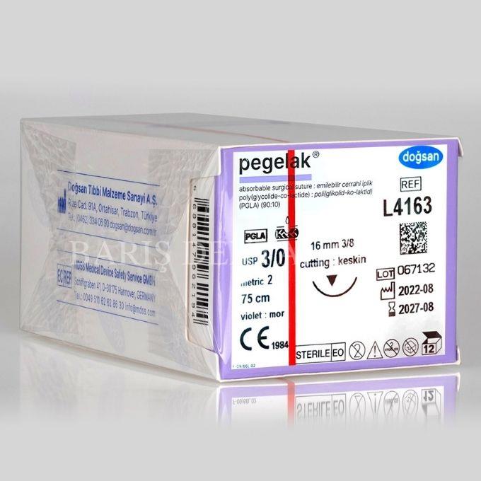 Doğsan Pegelak Sütur 3/0 16 3/8 Keskin(▼),75cm