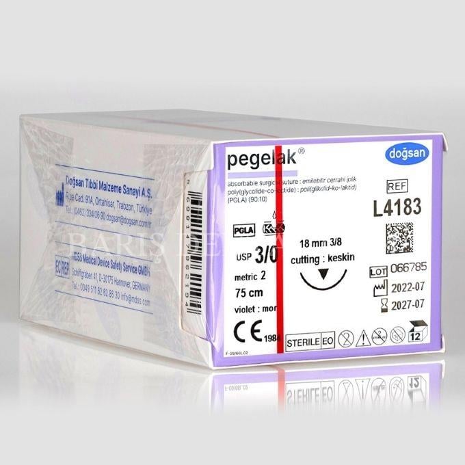 Doğsan Pegelak Sütur 3/0 18 3/8 Keskin(▼),75cm