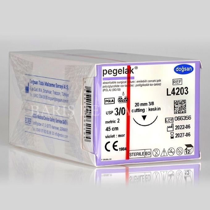 Doğsan Pegelak Sütur 3/0 20 3/8 Keskin(▼),45cm