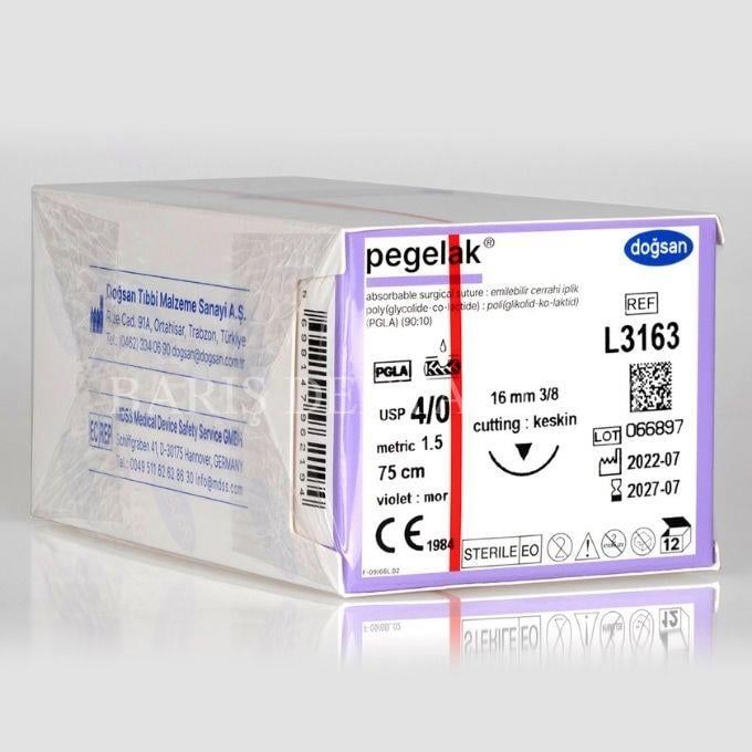 Doğsan Pegelak Sütur 4/0 16 3/8 keskin(▼),75cm