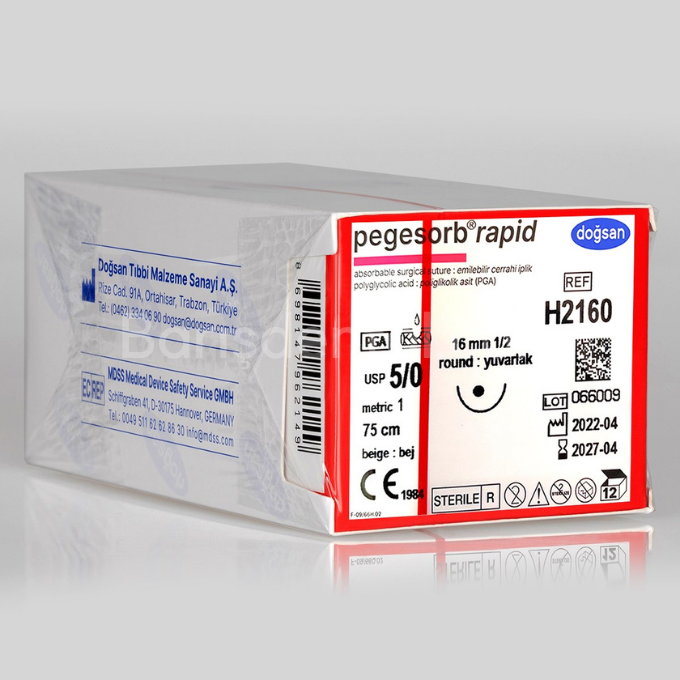 Doğsan Pegesorb Rapid Sütur 5/0 16 1/2 Yuvarlak,75cm