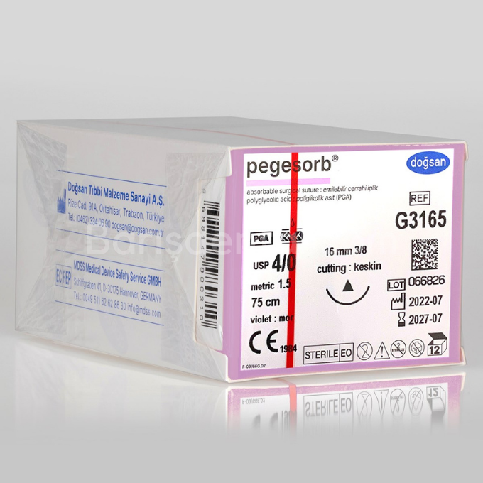 Doğsan Pegesorb Sütür, 4/0, 16, 3/8, Keskin (Δ), 75cm