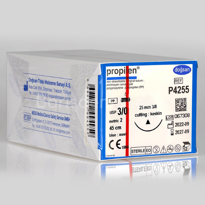 Dogsan Propilen Sütur 3/0 25 3/8 Keskin(Δ),45cm