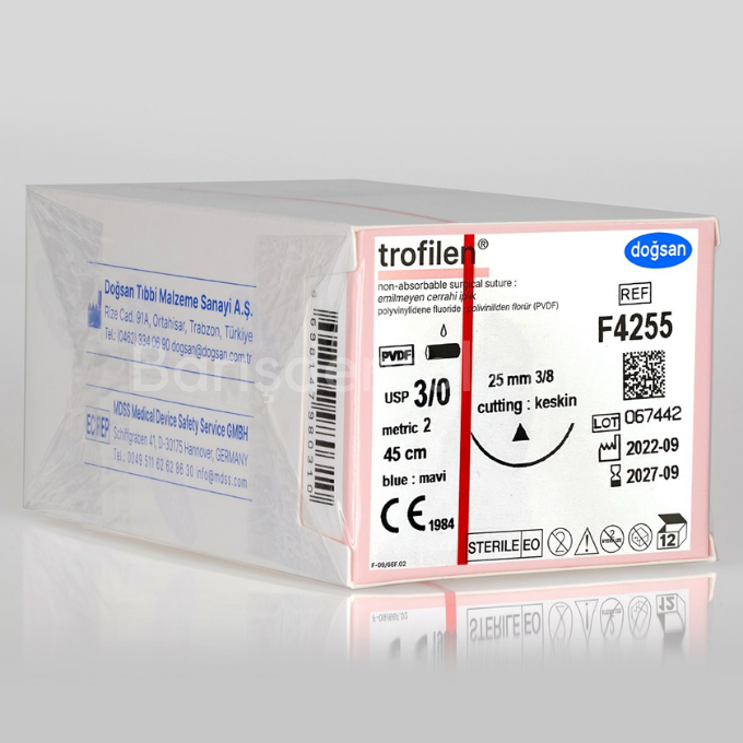 Doğsan Trofilen Sütur 3/0 25 3/8 Keskin(Δ),45cm