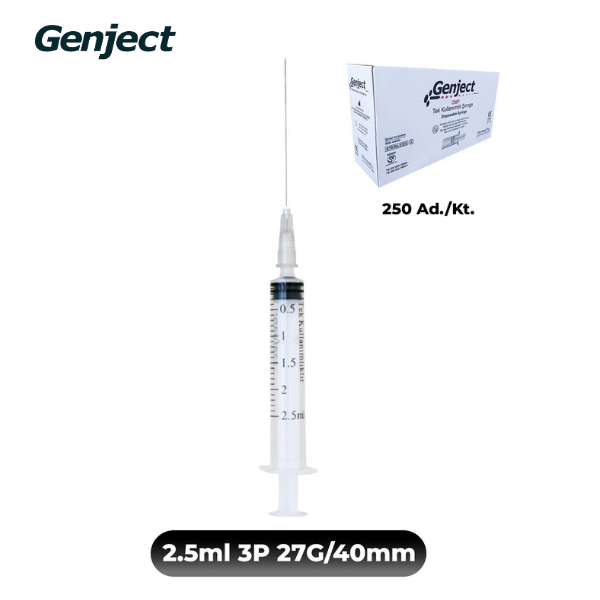 Genject Kilitlsiz (LUER-Slip) Enjektör ve İğneler 27G 2.5ml 3P 27G/ 50MM