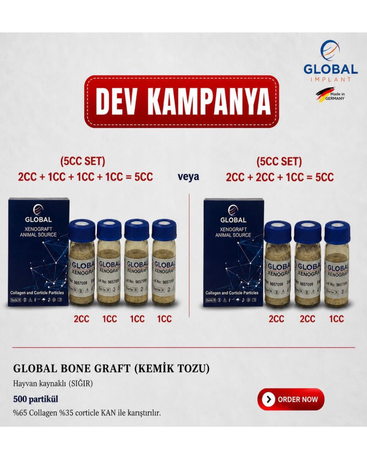 Global Bone Graft (Sığır Kaynaklı Kemik grefti ) 5CC SET BDGLOBAL BONE GREFT (5CC SET ) ÖZEL KAMPANYA - DENTAL CEPTE