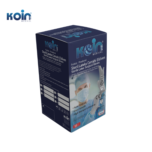 Koin Pudralı Latex Cerrahi Eldiven 50 lik Paket