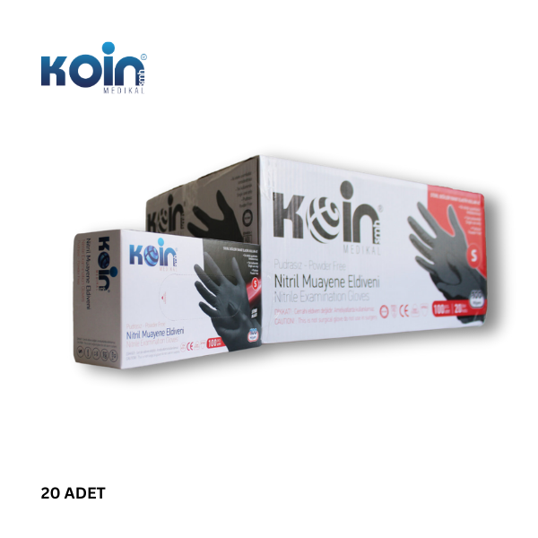 Koin Siyah Nitril Muayne Eldiveni 1 Koli/20Adt.