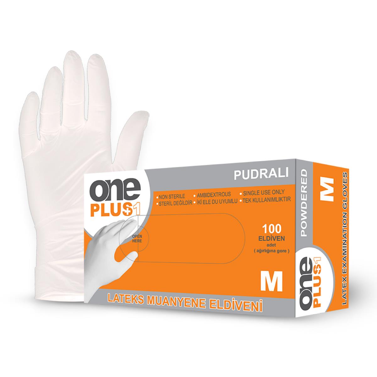 One Plus Beyaz Latex Pudralı Muayene Eldiven