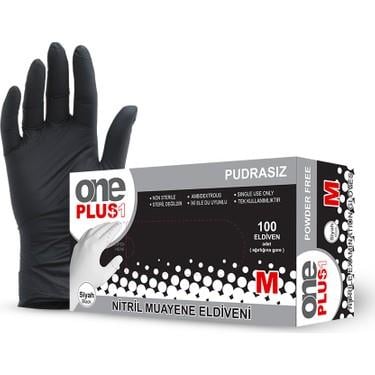 One Plus Siyah Nitril Pudrasız Muayene Eldiven