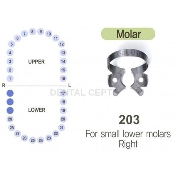 SHINGHUNG K-CLAMP NO: #203# RUBBERDAM KLEMP (ALT MOLAR SAĞ-SOL)SHİNHUNGShinhung K-Clamp #203 - Alt Sağ ve Sol Molar İzolasyon Klembi - DENTAL CEPTE
