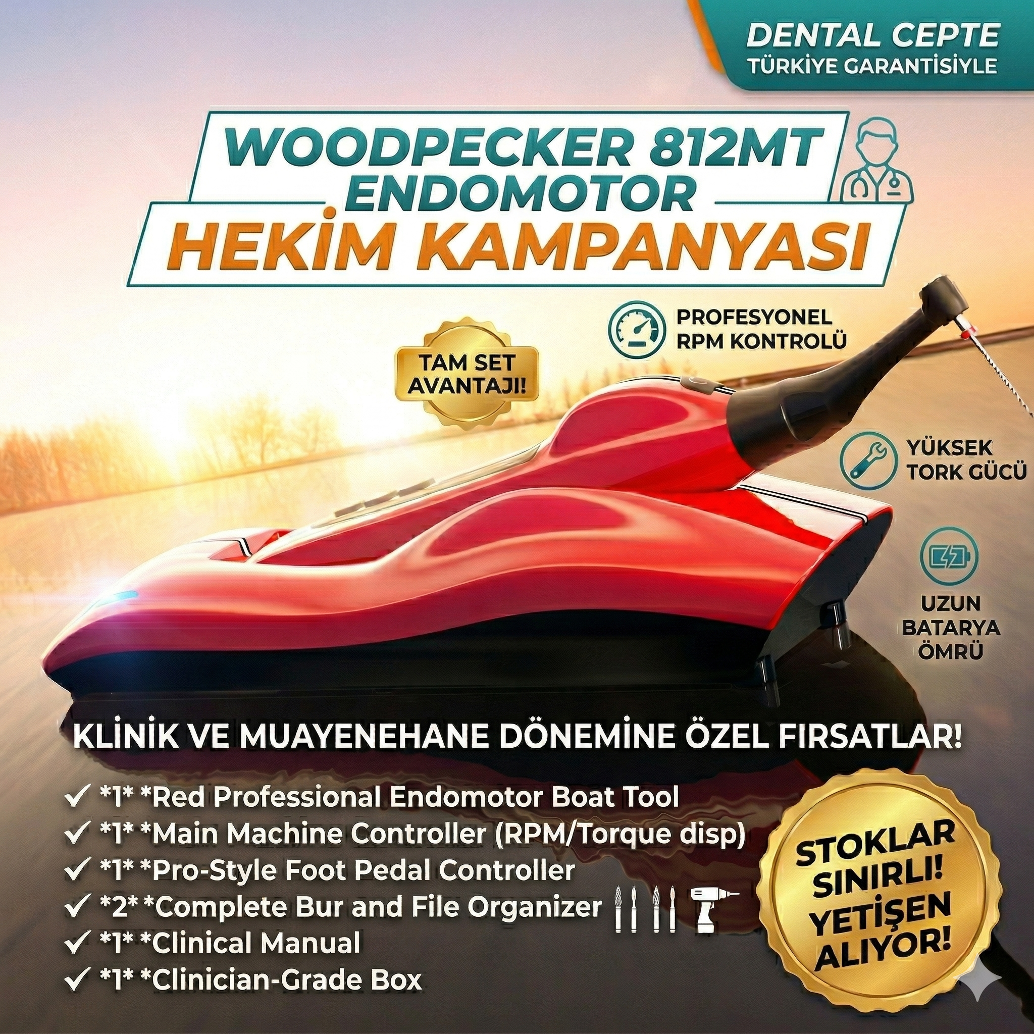 Woodpecker 812 MT Endodontik Motor (Dahili Apeks Buluculu) - En Uygun FiyatWOODPECKERWoodpecker 812 MT Kablosuz Endomotor ve Apeks Lokater - Dental Cepte