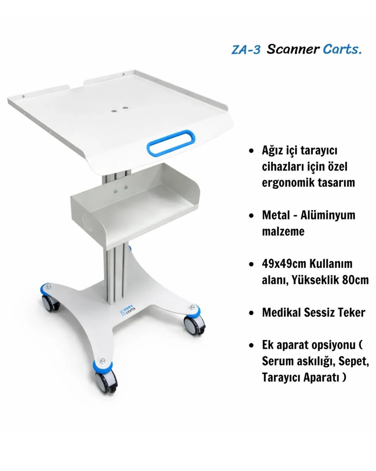 Zaes Carts Ağız İçi Tarayıcı Sehpası - ZA-3 Scanner ZAES CARTSAğız İçi Tarayıcı Cihaz Sehpası (Scanner Cart) - Barış Dental