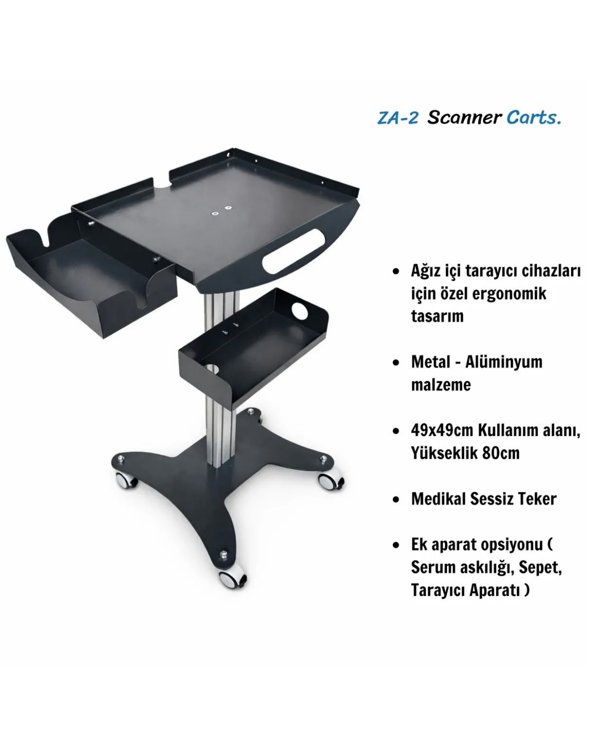 Zaes Carts Ağız İçi Tarayıcı Sehpası - ZA-2 ScannerZAES CARTSZA-2 Ağız İçi Tarayıcı Cihaz Sehpası (Scanner Cart) - Dental Cepte