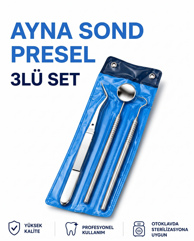 Ayna Sond Presel 3 Lü Muayne takımıLEGEND DENTALAYNA-SOND -PRESEL 3 LÜ MAUYNE SETİ - DENTAL CEPTE