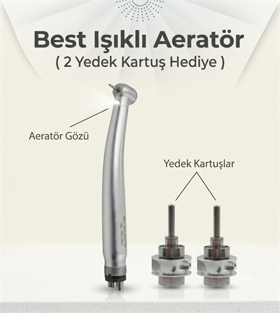 Best Işıklı Aeratör  - 2 Kartuş Hediye ( Kaliteli Seramik Rulman )BEST Best Işıklı Aeratör Başlığı + 2 Yedek Kartuş Hediye | LED Aydınlatmalı - DENTAL CEPTE