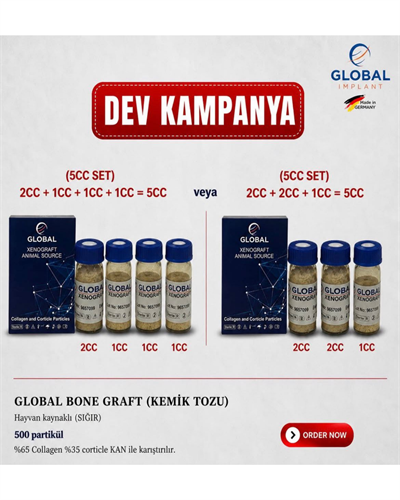Global Bone Graft (Sığır Kaynaklı Kemik grefti ) 5CC SET BDGLOBAL BONE GREFT (5CC SET ) ÖZEL KAMPANYA - DENTAL CEPTE