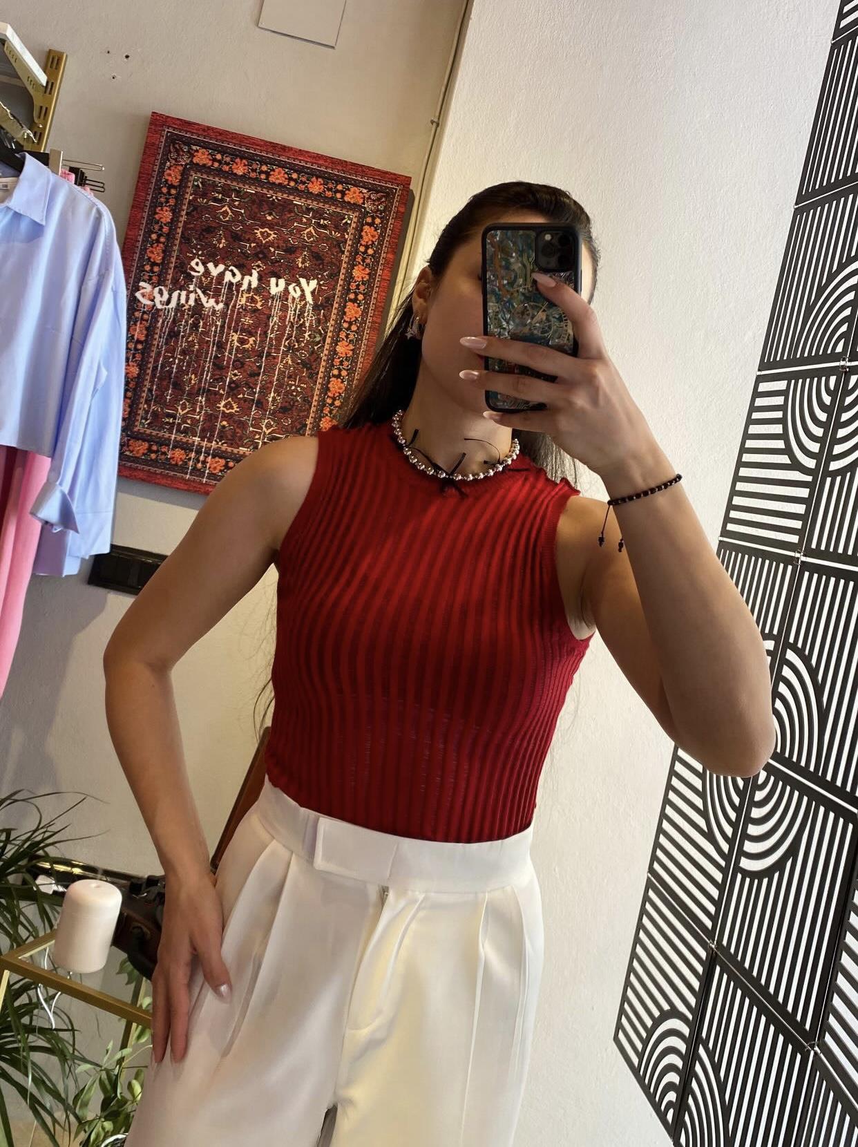 KIRMIZI TRANSPARAN BLUZ