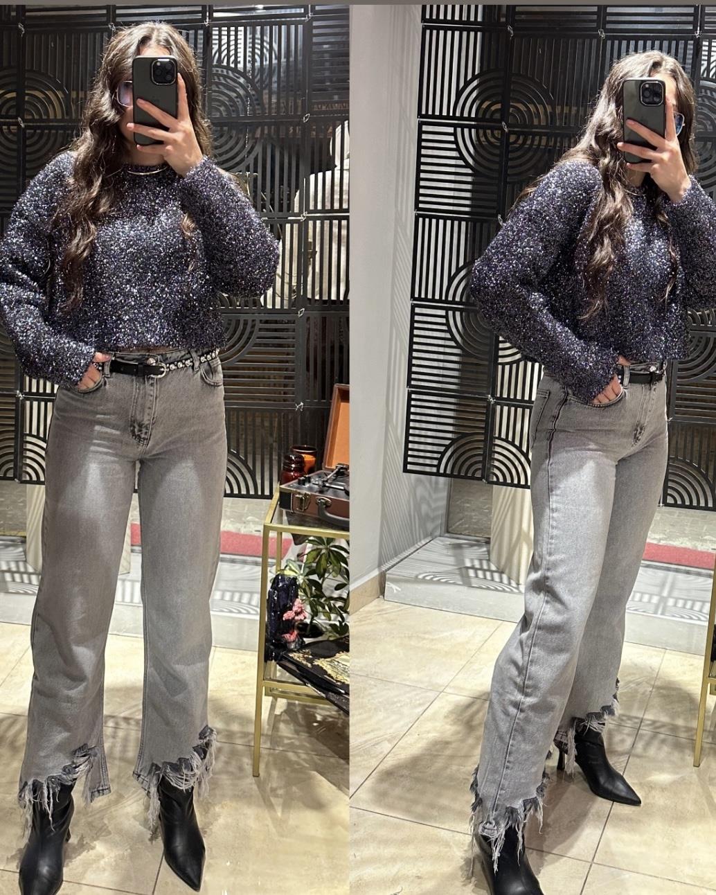 PAÇA DETAYLI LİKRASIZ JEAN 